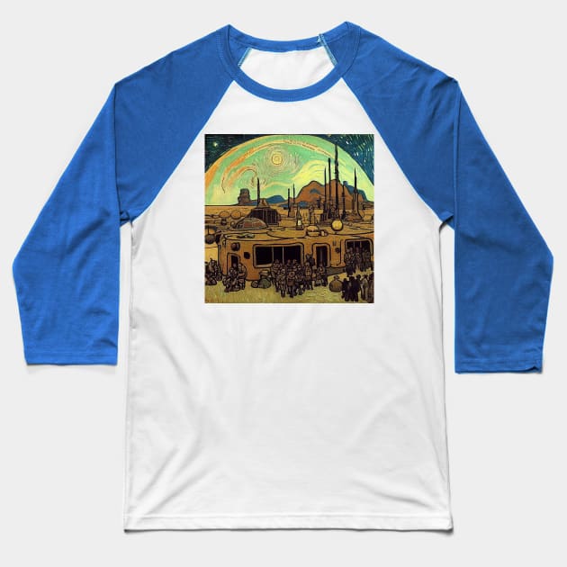 Starry Night in Mos Eisley Tatooine Baseball T-Shirt by Grassroots Green